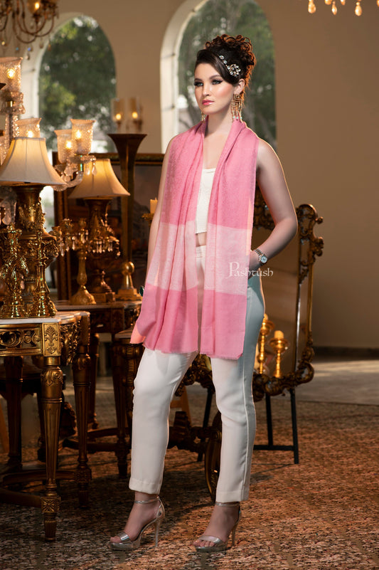 Pashtush India Womens Stoles and Scarves Scarf Pashtush Women'S Reversible Stole, With Paiseley Weave, Soft Pink