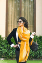 Pashtush India 70x200 Pashtush Women's Reversible Stole, with Stripes, Mustard and beige