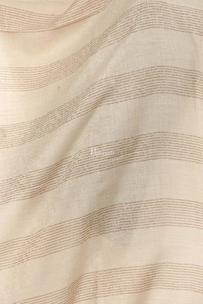 Pashtush India Womens Stoles and Scarves Scarf Pashtush Women'S Reversible Stole, With Stripes, Natural Wool, Subtle Beige