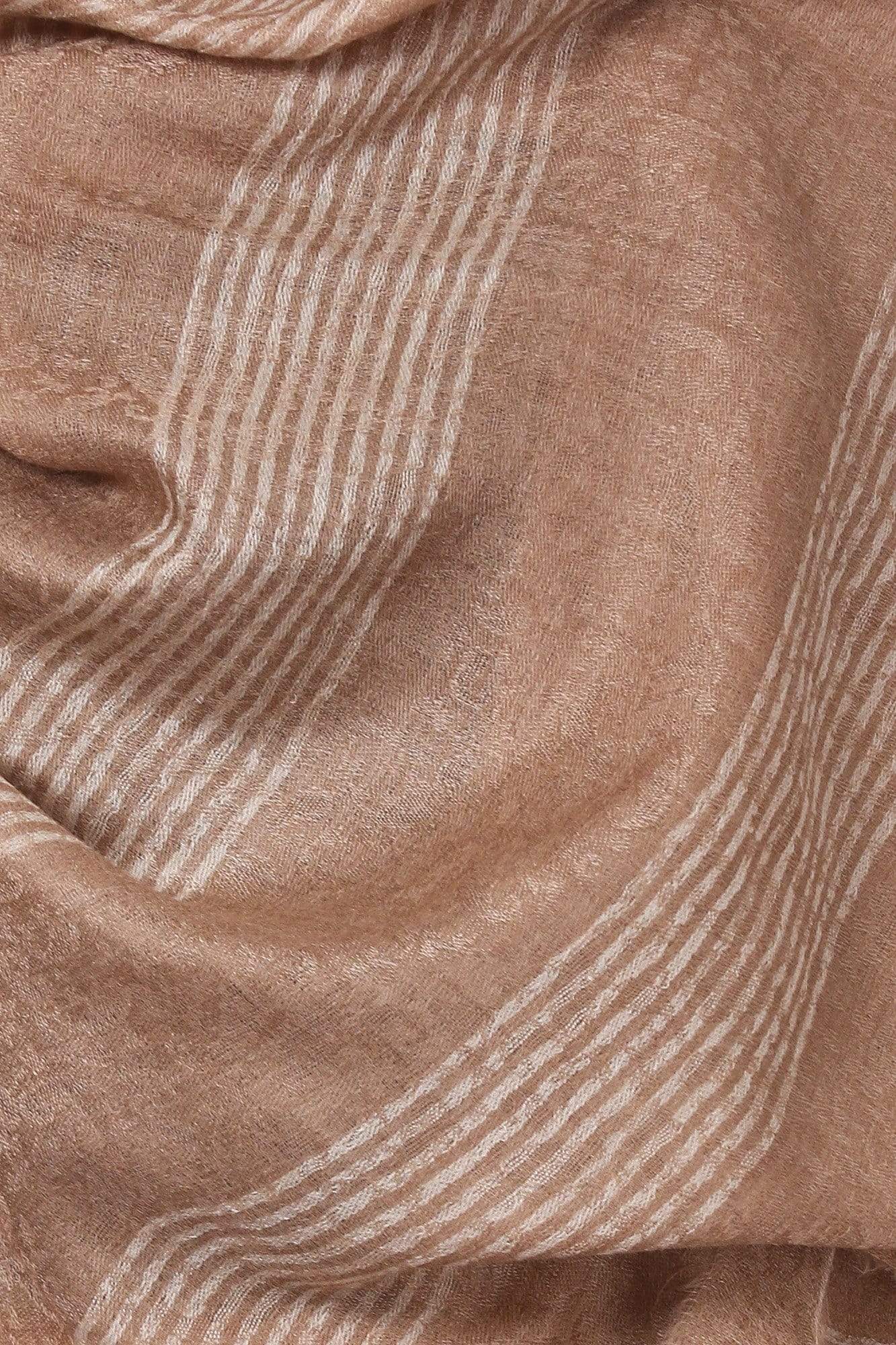 Pashtush India 70x200 Pashtush Women's Reversible Stole, with Stripes, Natural Wool, Taupe