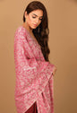 Pashtush Shawl Store Stole Pashtush Women's Scarf Floral Jacquard Design, Silk-Wool, French rose pink
