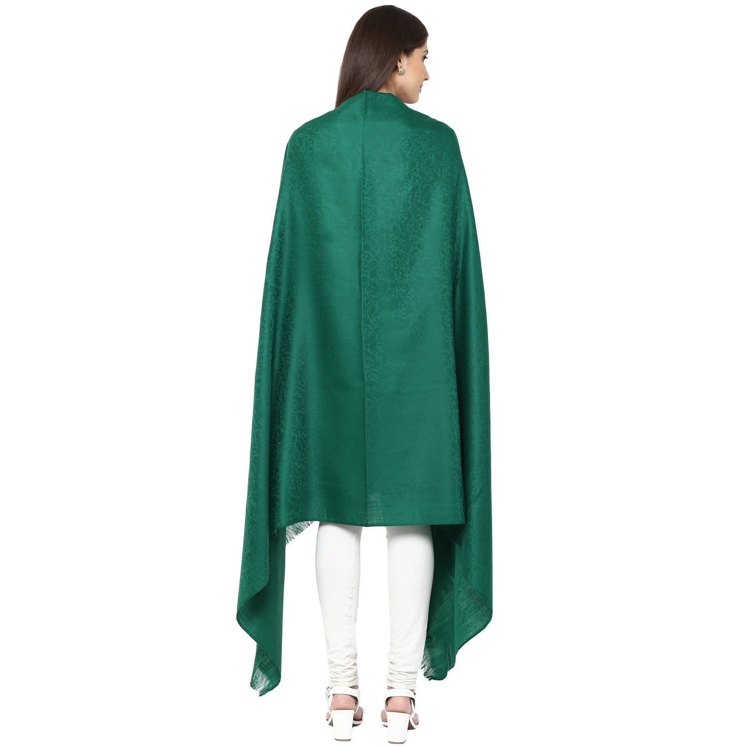 Pashtush India 100x200 Pashtush Women's Self Paisley, Fine Wool Shawl, Bottle Green