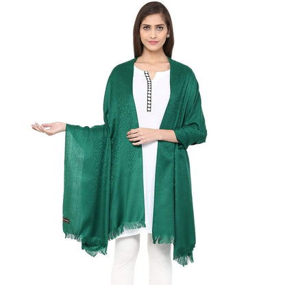 Pashtush India 100x200 Pashtush Women's Self Paisley, Fine Wool Shawl, Bottle Green