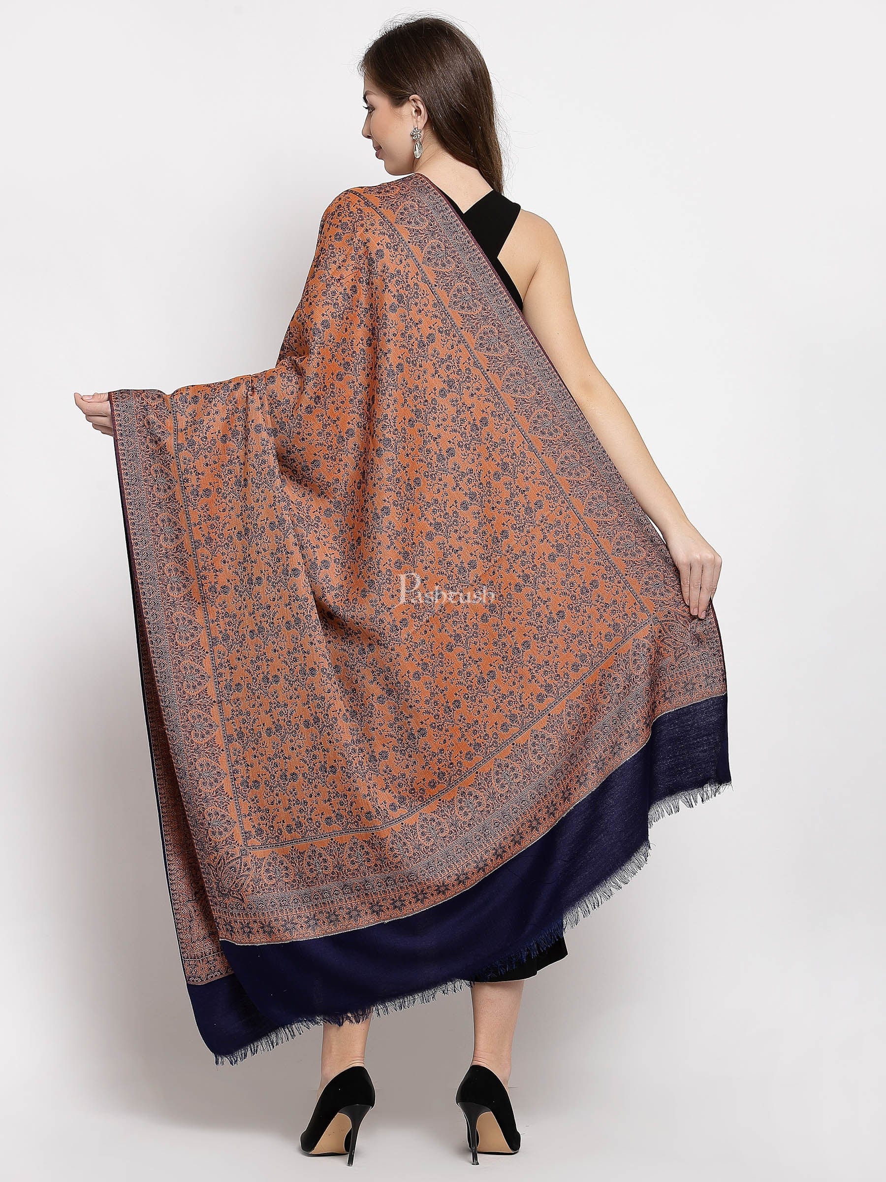 Pashtush India Womens Shawls Pashtush Women'S Shawl, Faux Pashmina, Soft And Warm, Navy Blue