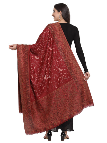 Pashtush India Womens Shawls Pashtush Women'S Shawl, Vintage Jamawar Design With Needle Embroidery