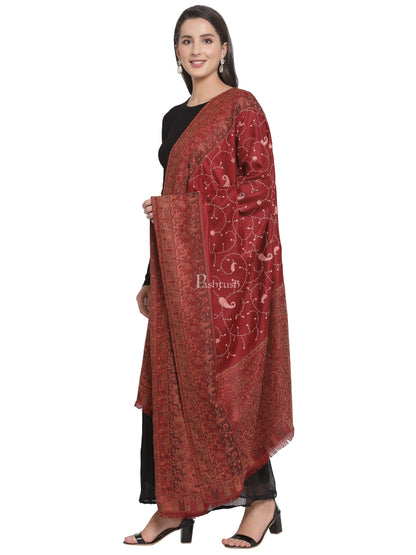 Pashtush India Womens Shawls Pashtush Women'S Shawl, Vintage Jamawar Design With Needle Embroidery