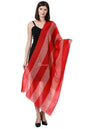 Pashtush India Womens Stoles and Scarves Scarf Pashtush Women'S Silk-Fine Wool Feel Reversible Stole, Striped Scarf, Scarlet Red