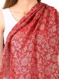 Pashtush Women'S Silk-Fine Wool Reversible Floral Scarf, Soft And Warm, Red