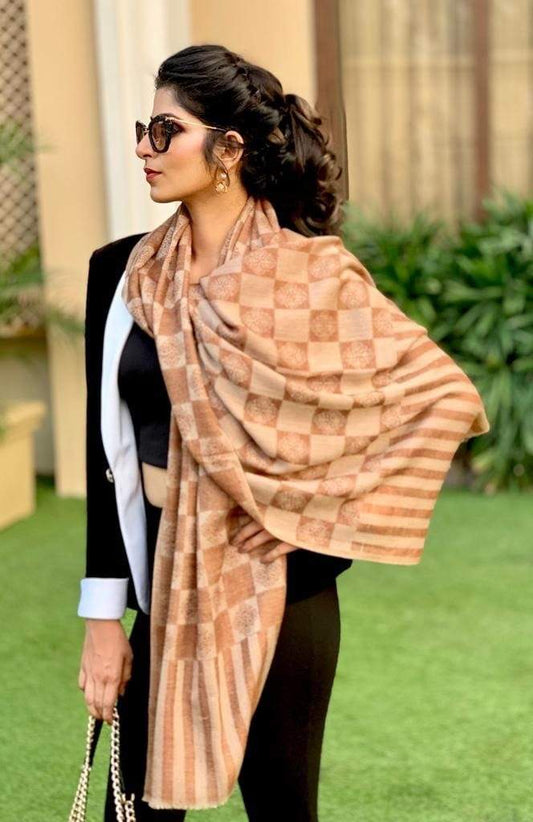 Pashtush Women'S Silk-Fine Wool Reversible Stole, Espresso