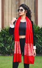 Pashtush Women'S Chanting Paisley Reversible Stole, Scarlet Red