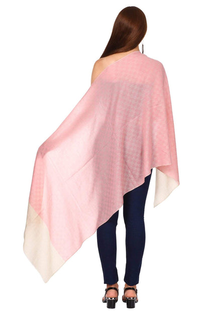 Pashtush India 70x200 Pashtush Women's Silk-Pashmina Stole, Checkered Design, Powder Pink