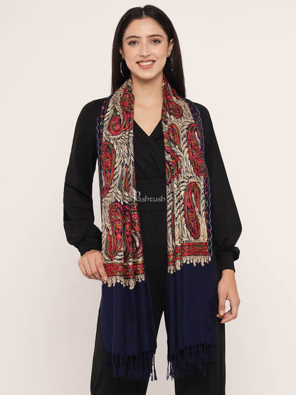 Pashtush India Womens Stoles and Scarves Scarf Pashtush Women'S Silk Wool Hand Embroidery Stole, Extra Soft