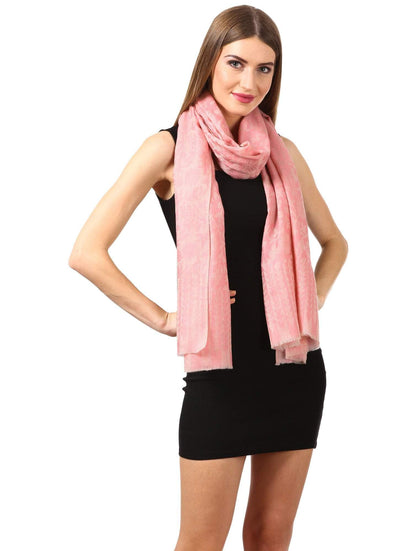 Pashtush India 70x200 Pashtush Women's Silk-Wool Reversible Floral Scarf, Soft and Warm (Powder pink)