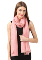 Pashtush India 70x200 Pashtush Women's Silk-Wool Reversible Floral Scarf, Soft and Warm (Powder pink)