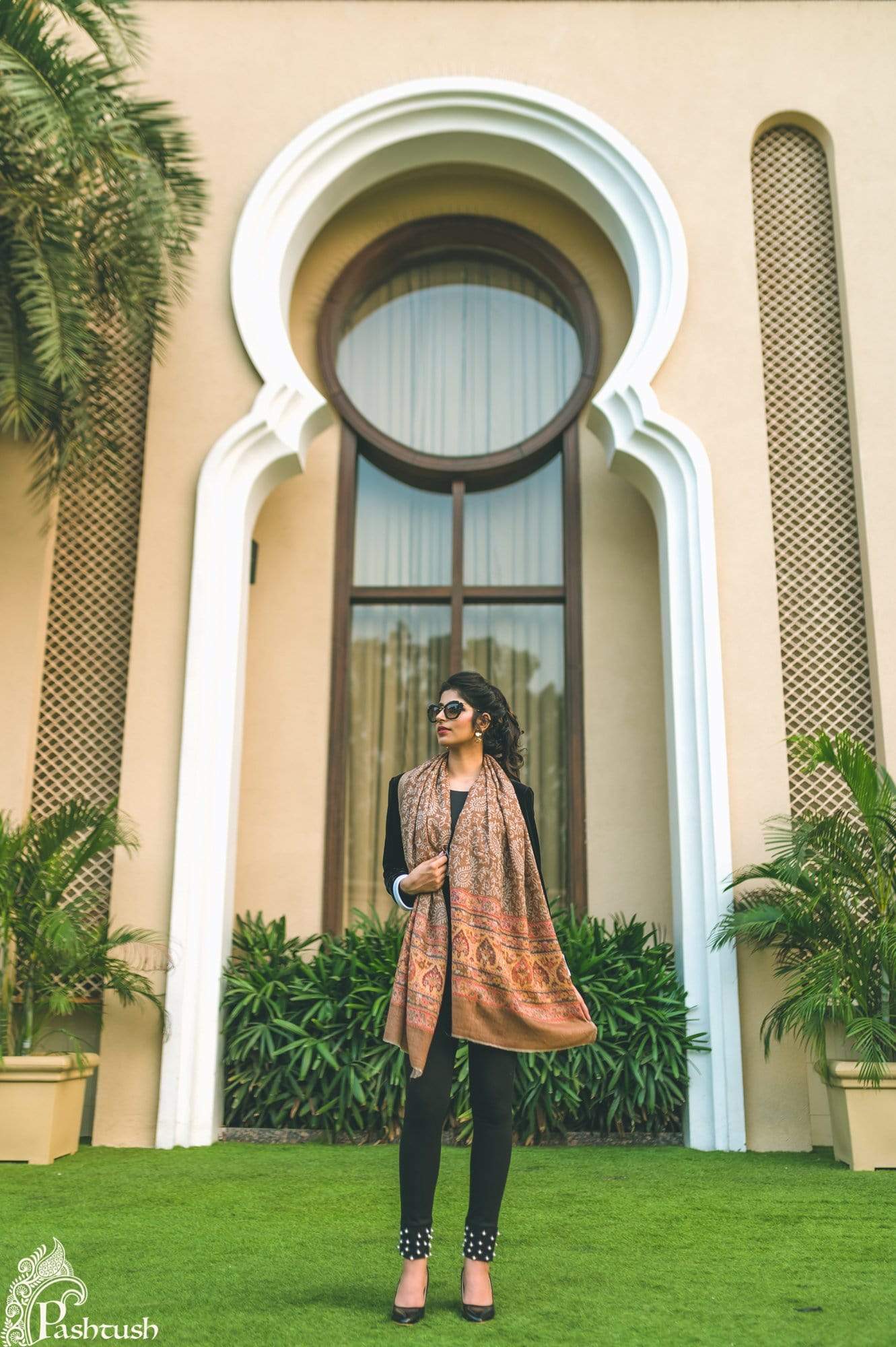 Pashtush India Stole Pashtush Women's Silk-Pashmina Reversible Stole