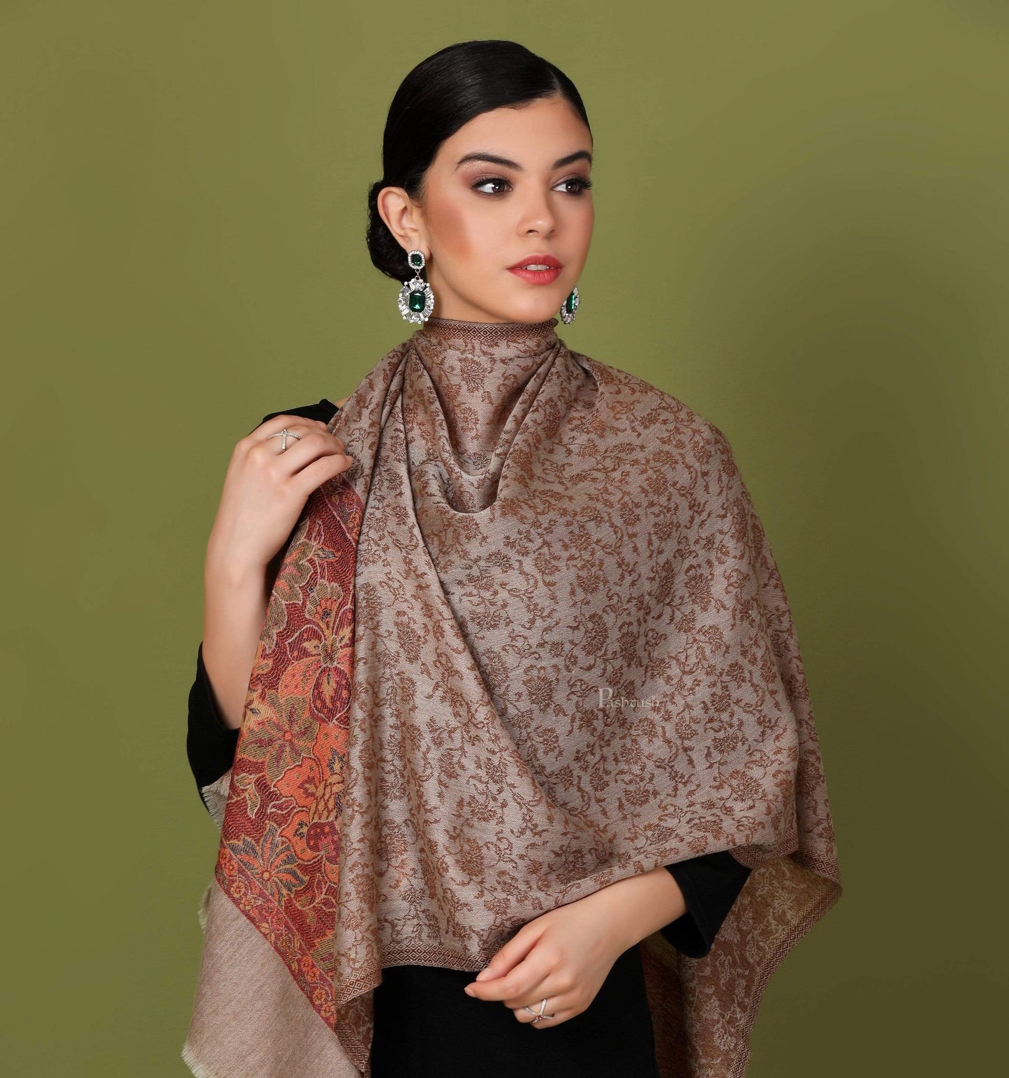 Pashtush India 70x200 Pashtush Women's Silk-Wool, Soft Reversible Stole
