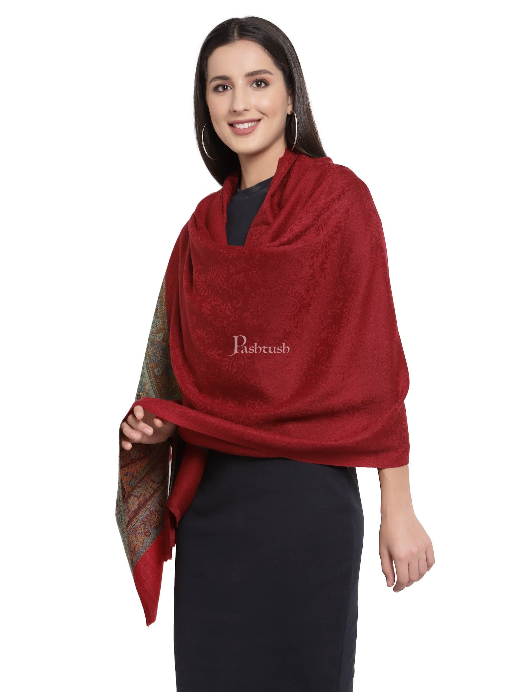 Pashtush India Womens Stoles and Scarves Scarf Pashtush Women'S Silk-Wool, Soft Reversible Stole