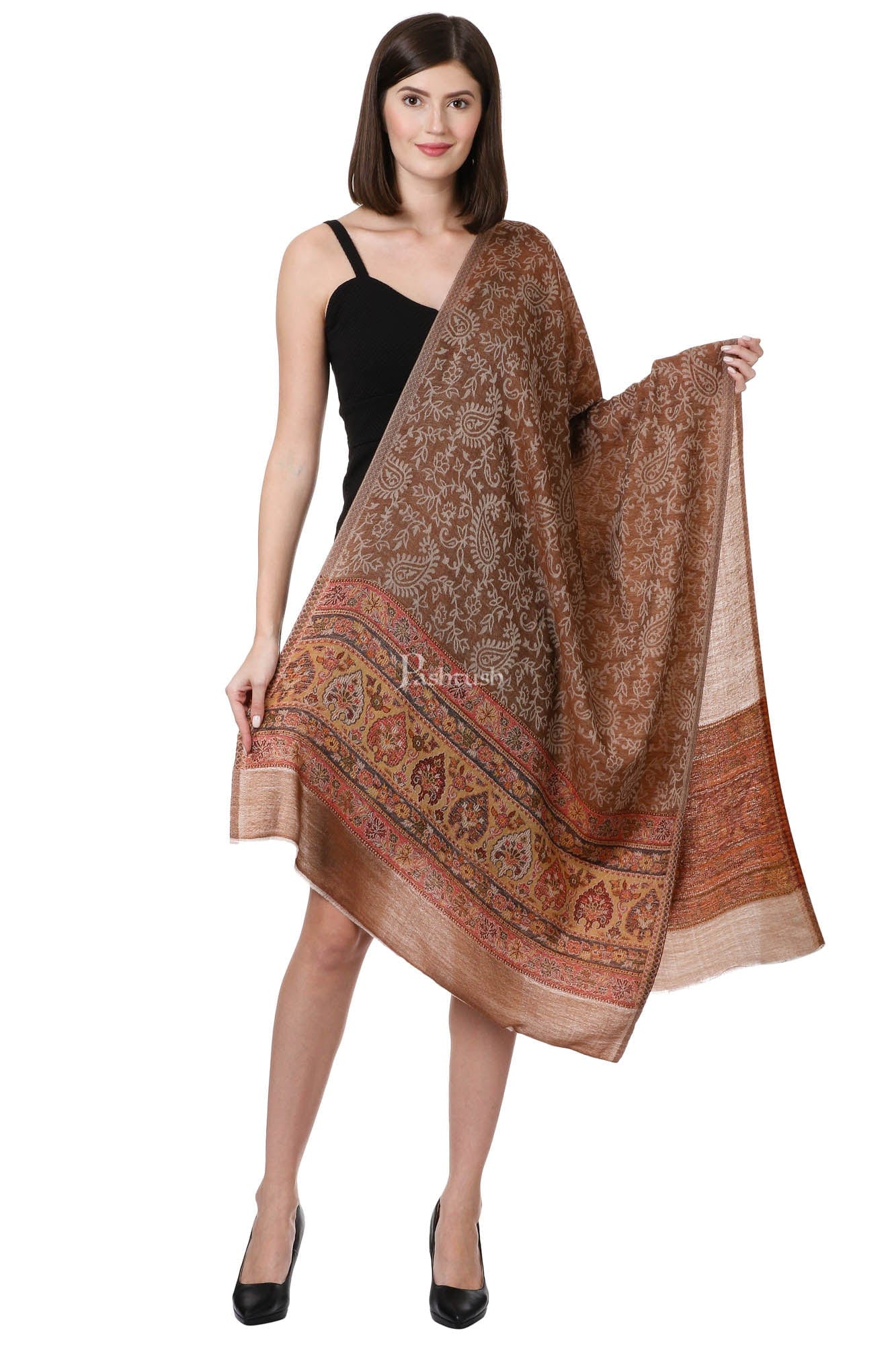 Pashtush India Womens Stoles and Scarves Scarf Pashtush Women'S Silk-Wool, Soft Reversible Stole