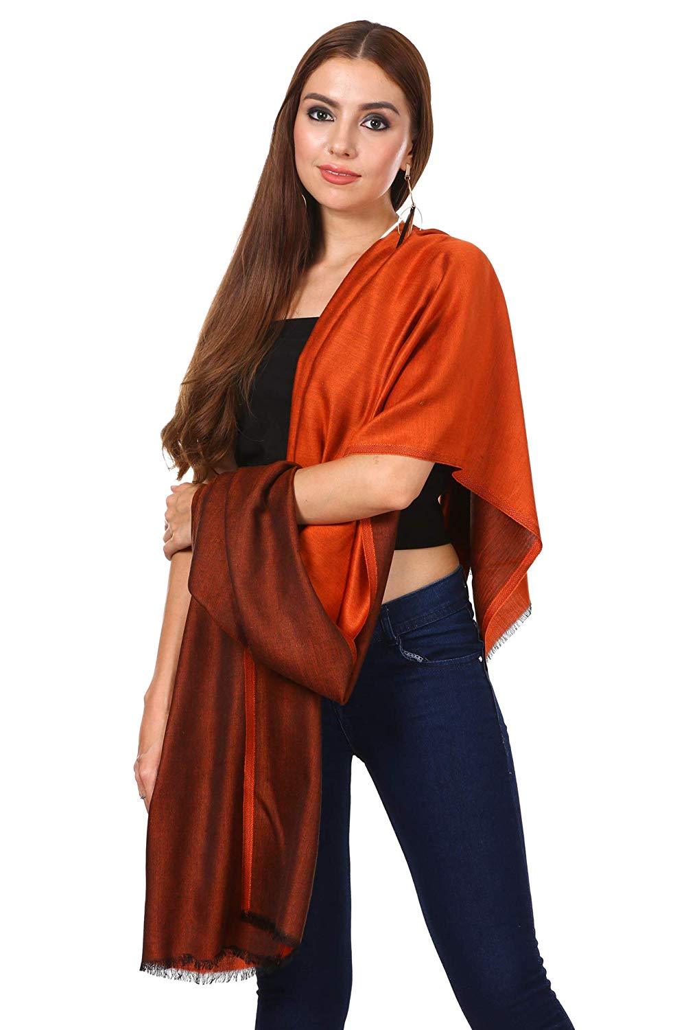 Pashtush Women'S Silky Bamboo Reversible Scarf, Shawls, Stoles, Wraps