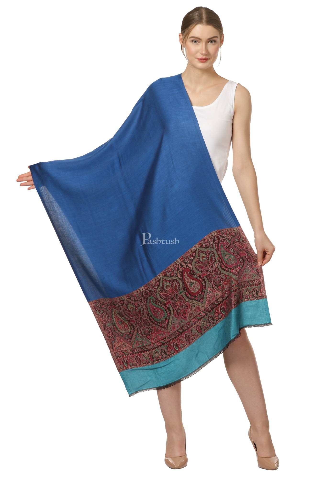 Pashtush India Womens Stoles and Scarves Scarf Pashtush Women'S Silky  Reversible Scarf, Shawls, Stoles, Blue