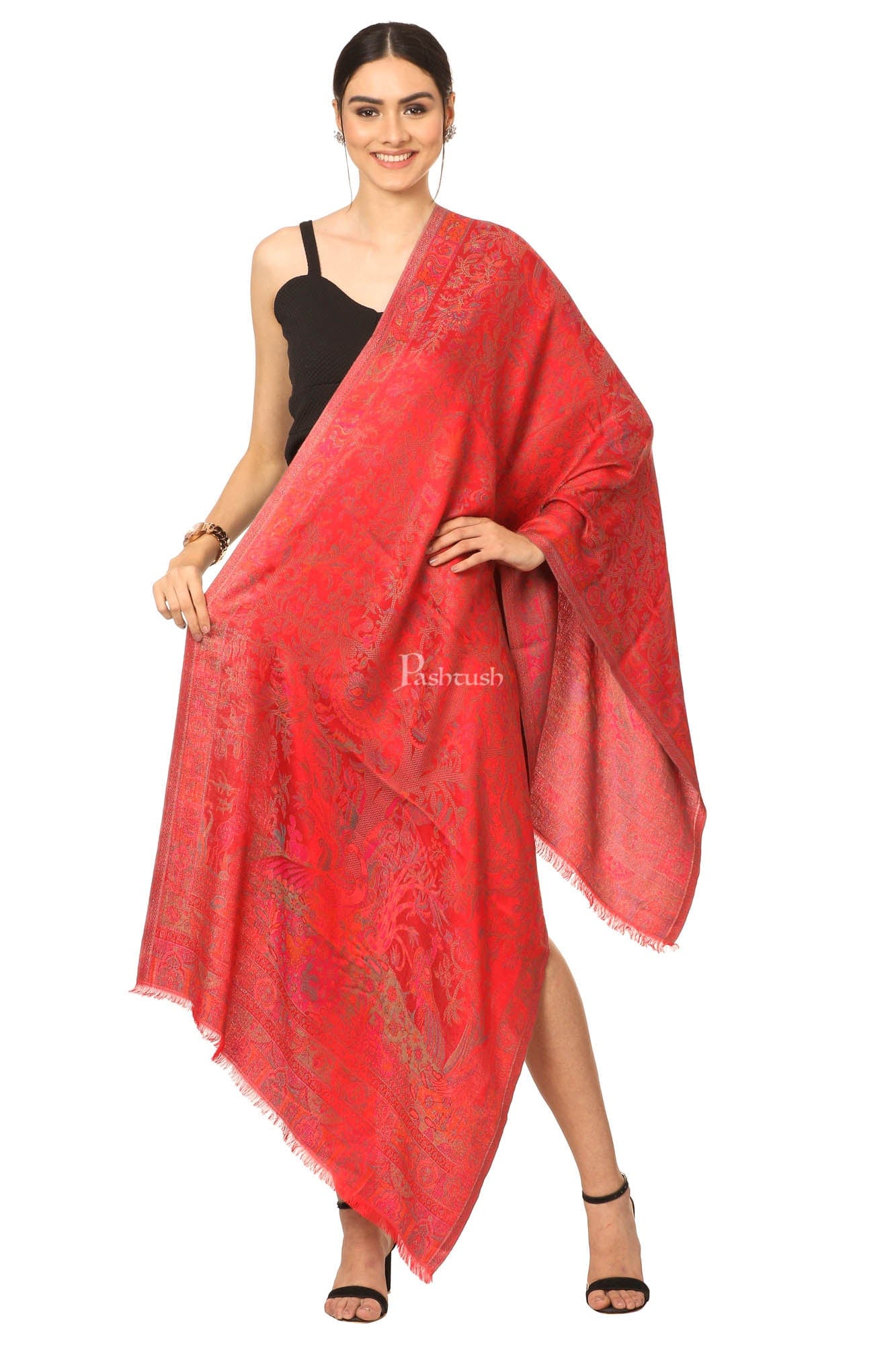 Pashtush India Womens Stoles and Scarves Scarf Pashtush Women'S Soft Bamboo Scarf, Casual, Stole, Wrap - Red