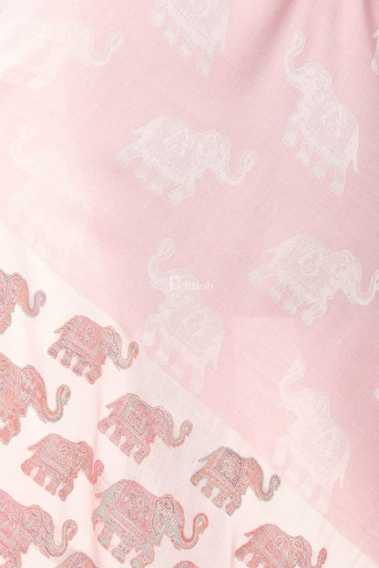 Pashtush India Womens Stoles and Scarves Scarf Pashtush Women'S Soft Bamboo Scarf, Happy Elephant Woven Design, Powder Pink