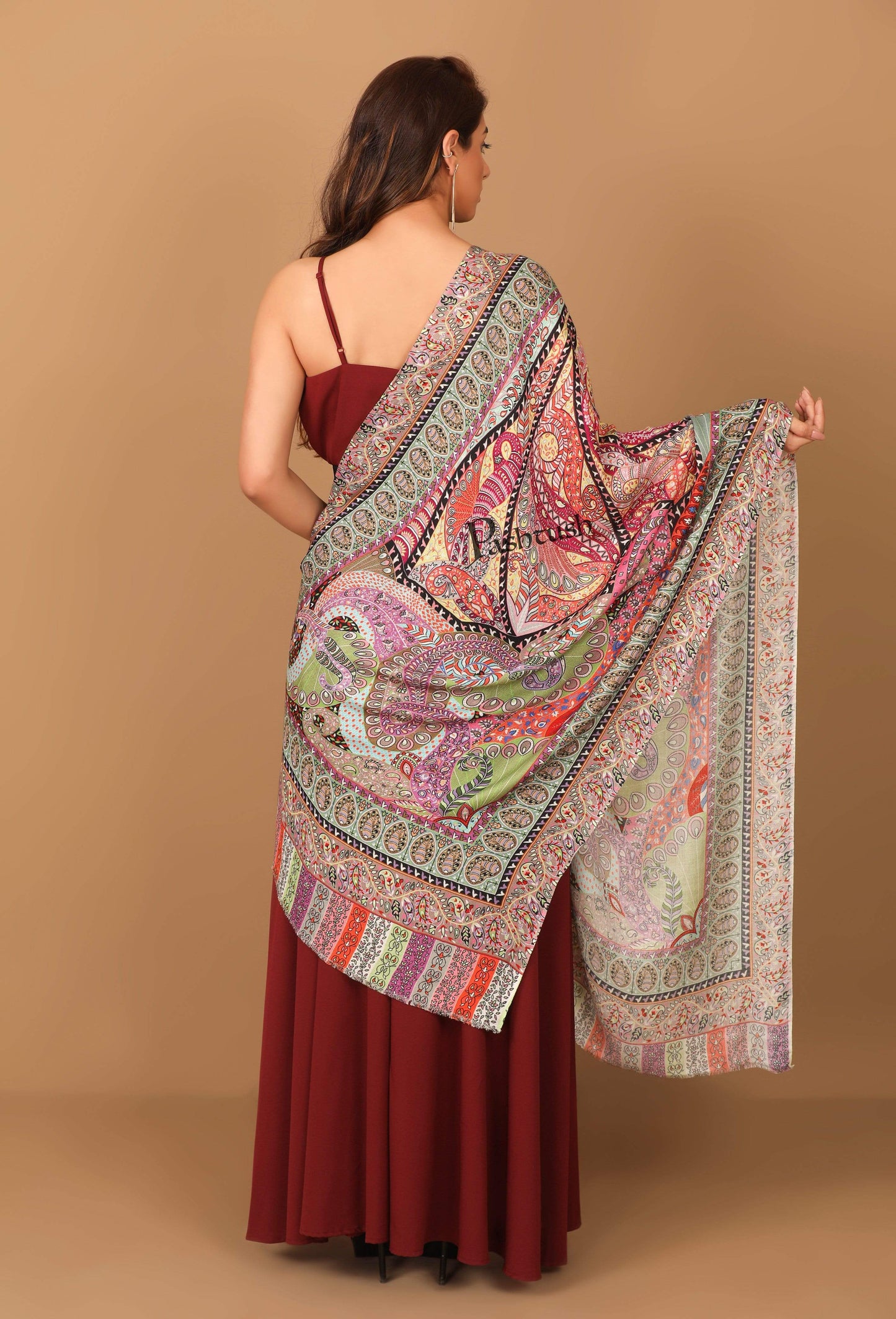 Pashtush India 70x200 Pashtush Women's Soft Bamboo Scarf, Stoles, Wraps (soft Bamboo) - Paisley Garden