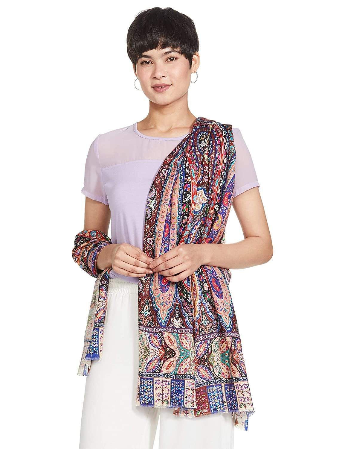 Pashtush India 70x200 Pashtush Women's Soft Bamboo Scarf, Stoles, Wraps (soft Bamboo) - Paisley Garden