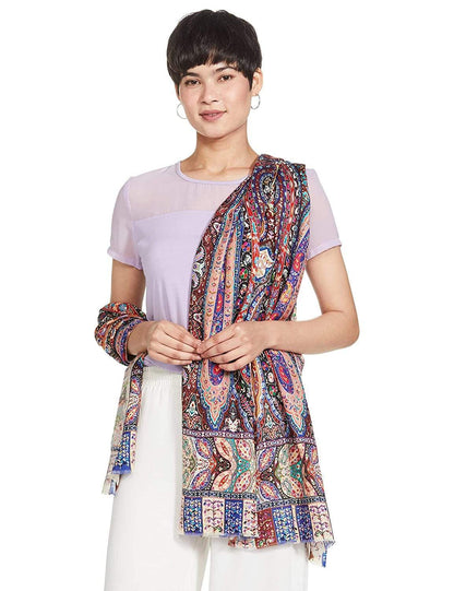 Pashtush India 70x200 Pashtush Women's Soft Bamboo Scarf, Stoles, Wraps (soft Bamboo) - Paisley Garden