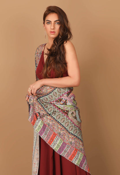Pashtush India 70x200 Pashtush Women's Soft Bamboo Scarf, Stoles, Wraps (soft Bamboo) - Paisley Garden
