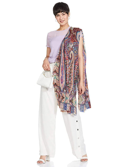 Pashtush India 70x200 Pashtush Women's Soft Bamboo Scarf, Stoles, Wraps (soft Bamboo) - Paisley Garden