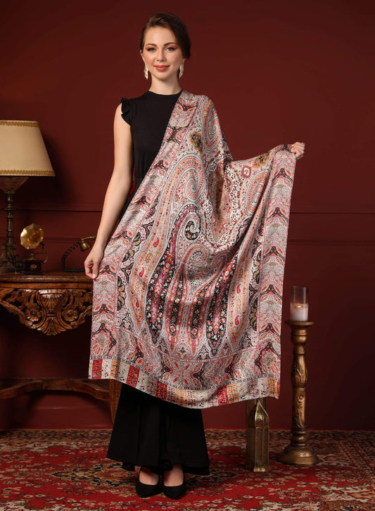 Pashtush India 70x200 Pashtush Women's Soft Bamboo Scarf, Stoles, Wraps (soft Bamboo) - Paisley Garden