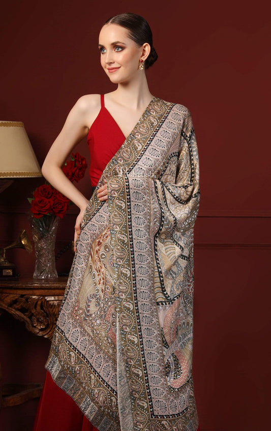 Pashtush India 70x200 Pashtush Women's Soft Bamboo Scarf, Stoles, Wraps (soft Bamboo) - Paisley Garden