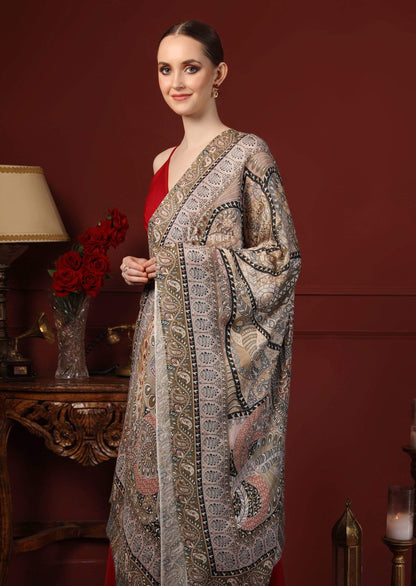 Pashtush India 70x200 Pashtush Women's Soft Bamboo Scarf, Stoles, Wraps (soft Bamboo) - Paisley Garden