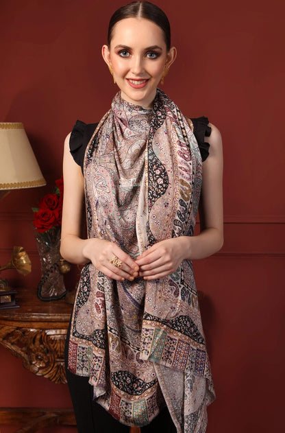 Pashtush India 70x200 Pashtush Women's Soft Bamboo Scarf, Stoles, Wraps (soft Bamboo) - Paisley Garden