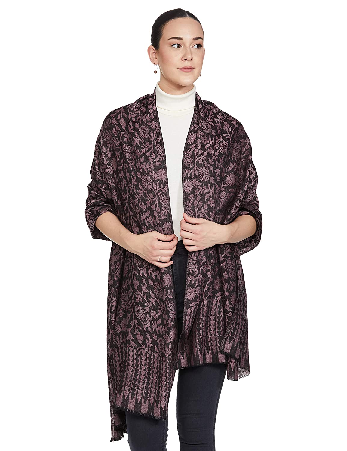 Pashtush India 70x200 PASHTUSH WOMEN'S SOFT FINE WOOL FLORAL SCARF, SOFT AND WARM