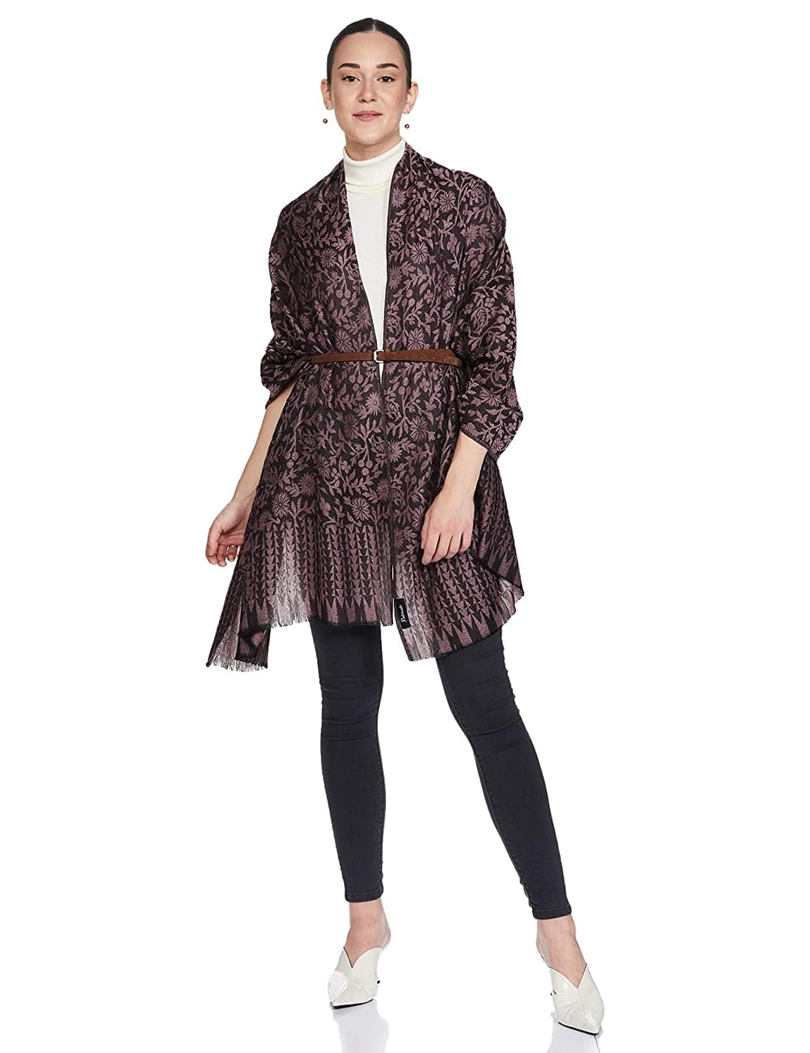 Pashtush India 70x200 PASHTUSH WOMEN'S SOFT FINE WOOL FLORAL SCARF, SOFT AND WARM