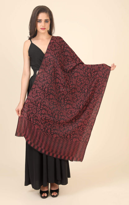 Pashtush India 70x200 Pashtush Women's Soft Fine Wool Floral Scarf, Soft And Warm