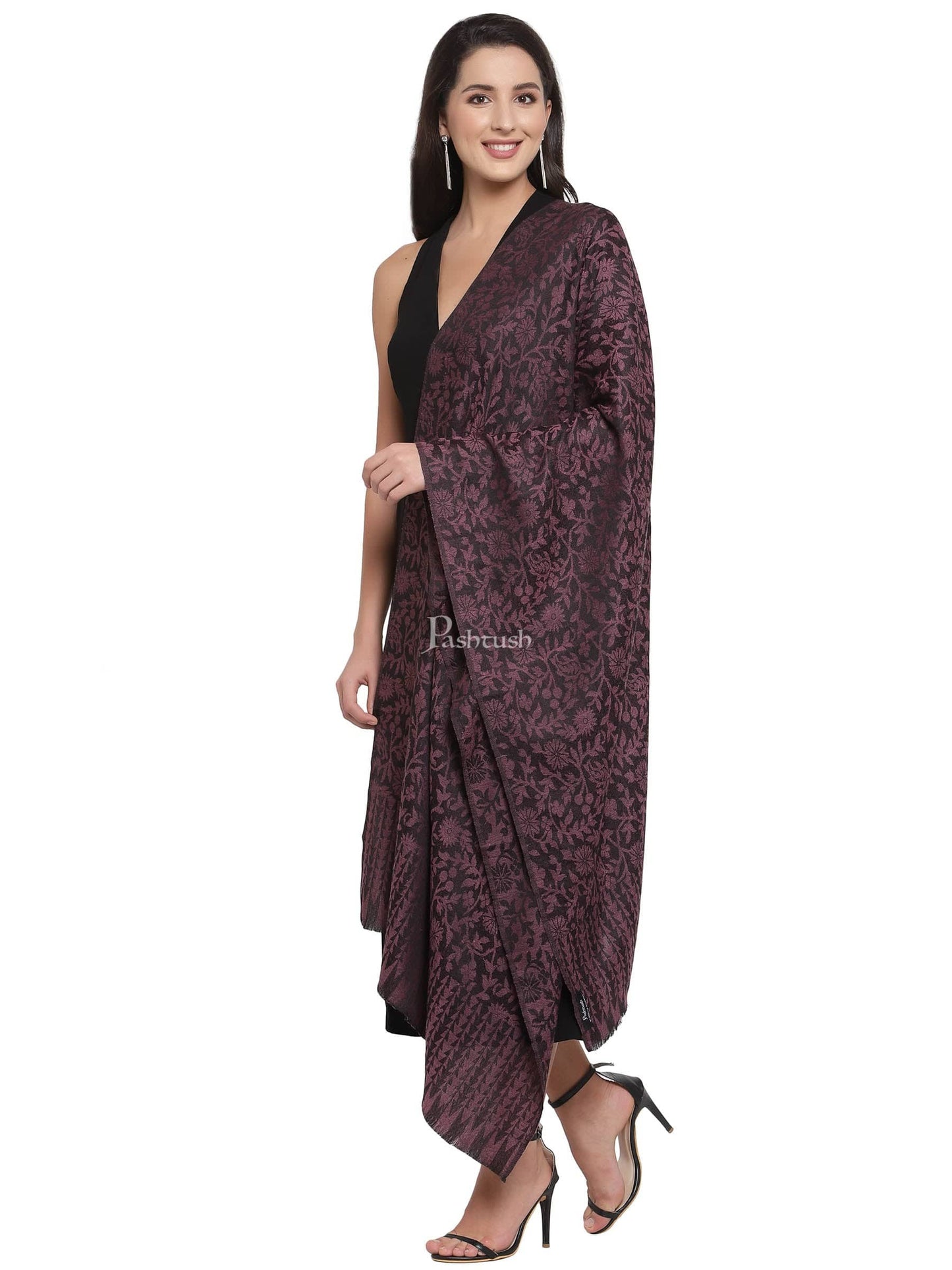 Pashtush India Womens Stoles and Scarves Scarf Pashtush Women'S Soft Fine Wool Floral Scarf, Soft And Warm