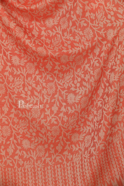 Pashtush India Stole Pashtush Women's Soft Fine Wool Floral Scarf, Soft and Warm, Dawn