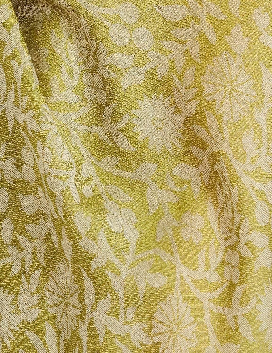 Pashtush India 70x200 Pashtush Women's Soft Fine Wool Floral Scarf, Soft and Warm, Emerald Green