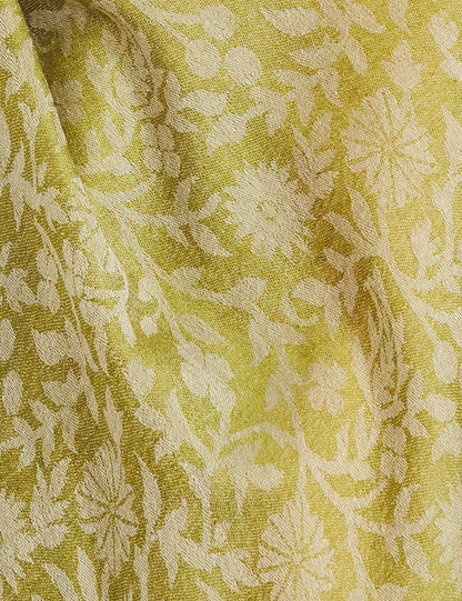 Pashtush India 70x200 Pashtush Women's Soft Fine Wool Floral Scarf, Soft and Warm, Emerald Green