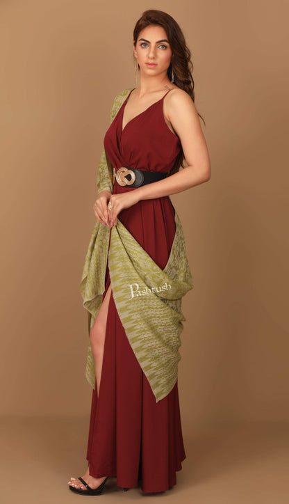 Pashtush India 70x200 Pashtush Women's Soft Fine Wool Floral Scarf, Soft and Warm, Emerald Green