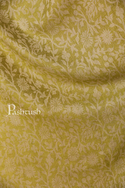 Pashtush India 70x200 Pashtush Women's Soft Fine Wool Floral Scarf, Soft and Warm, Emerald Green