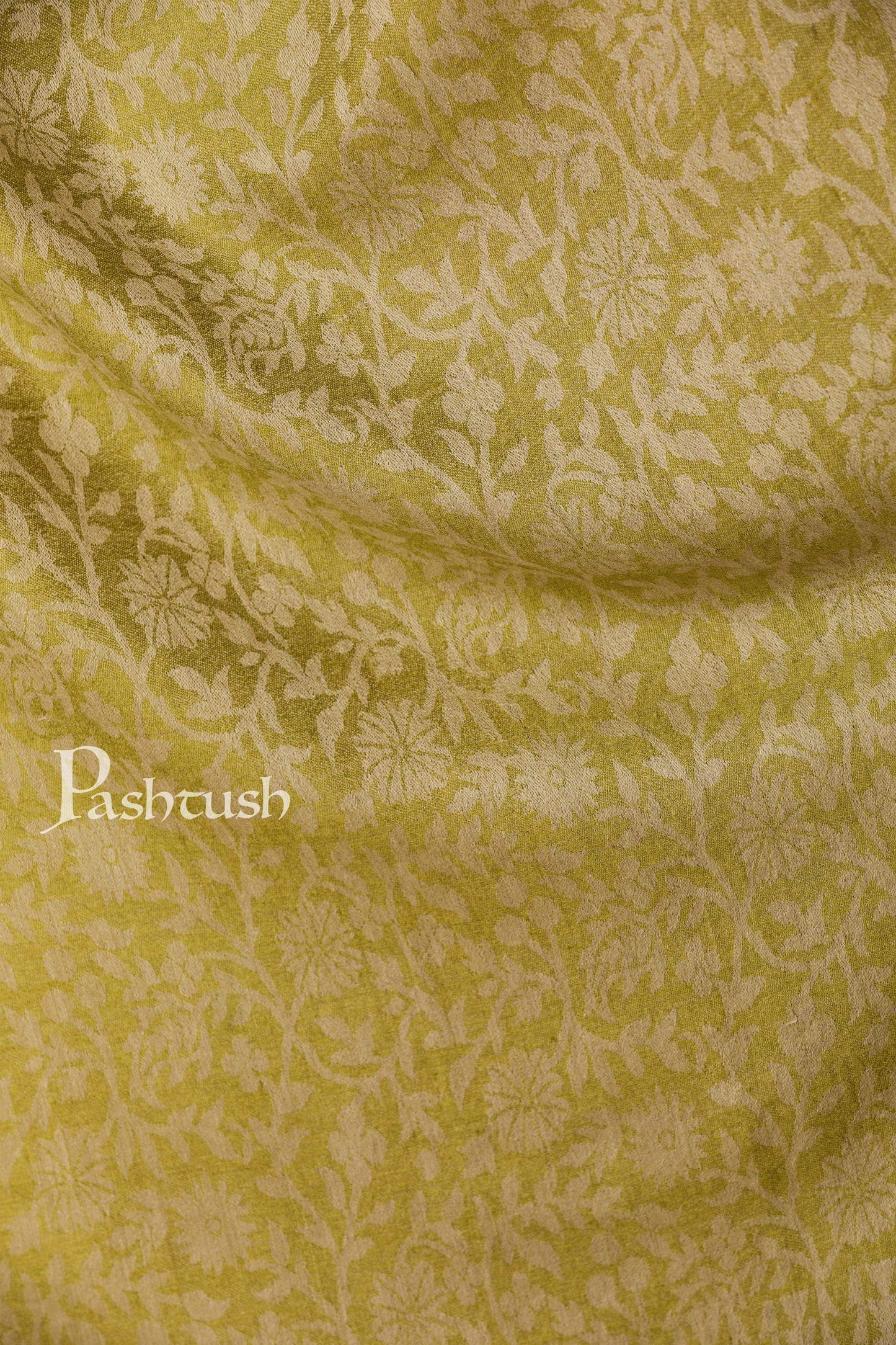 Pashtush India 70x200 Pashtush Women's Soft Fine Wool Floral Scarf, Soft and Warm, Emerald Green