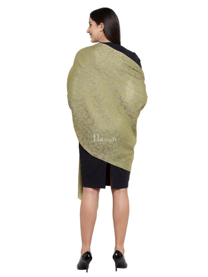 Pashtush India Womens Stoles and Scarves Scarf Pashtush Women'S Soft Fine Wool Floral Scarf, Soft And Warm, Emerald Green