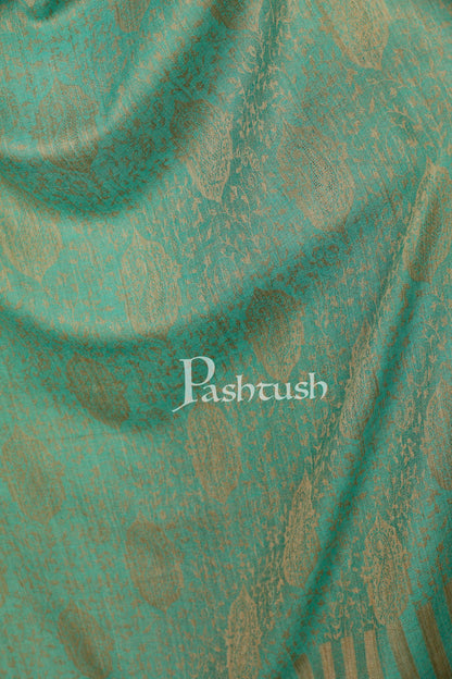 Pashtush India Stole Pashtush Women's Soft Fine Wool Paisley Scarf, Soft and Warm, Peruvian Green