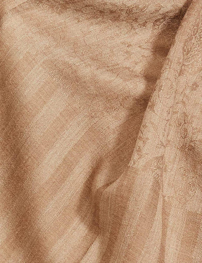Pashtush India 70x200 Pashtush Women's Soft Fine Wool Scarf, Paisley Weave, Beige