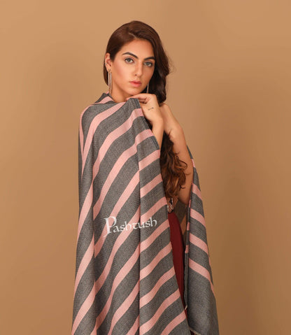 Pashtush India Stole Pashtush Women's Soft Fine Wool Scarf, Peach and Grey Melange
