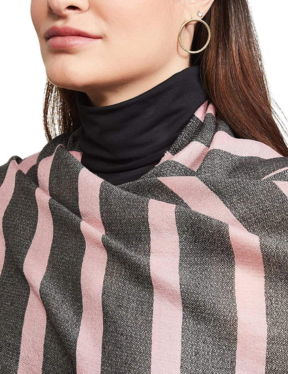 Pashtush India 70x200 Pashtush Women's Soft Fine Wool Scarf, Peach and Grey Melange